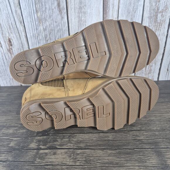 SOREL Joan of Arctic Wedge II Chelsea WP Boots Camel Brown Leather Women's Sz 10 - Picture 8 of 9